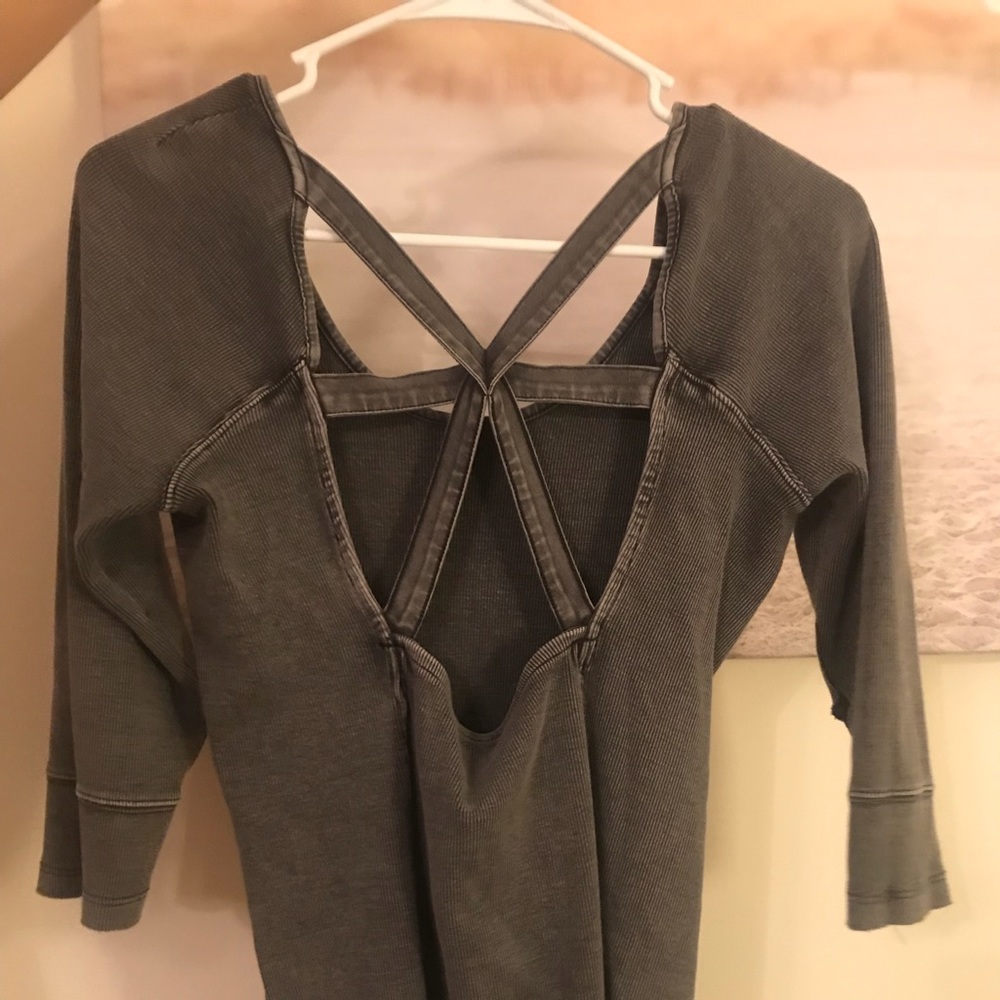 Free people ribbed shirt criss cross back